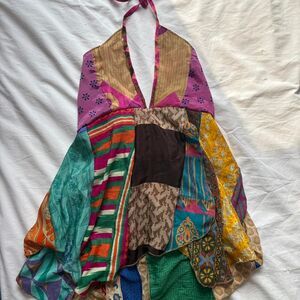 American-Vintage Y2k Silk Mutlicolored Halter Top